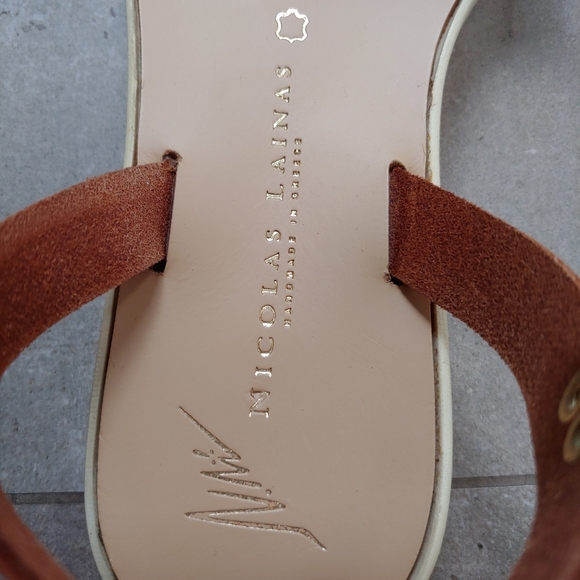 Greek Leather Platform Sandals Nicolas Lainas Size 6 EU 36 - Picture 7 of 15